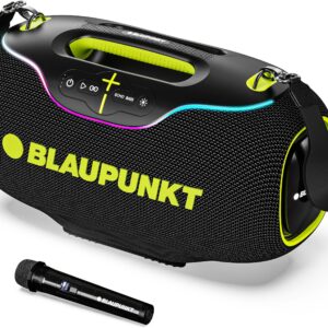 Blaupunkt Atomik Knightz 45K | Advanced DSP Tech I 27,000mAh I Neon Lights I Wireless Mic 450 W Bluetooth Party Speaker  (Black, 2.0 Channel)