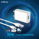 Infinix 10 W Quick Charge 2 A Wall Charger for Mobile with Detachable Cable  (White, Cable Included)