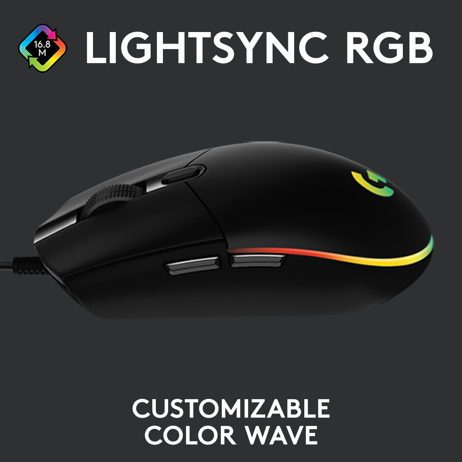 Logitech G102 Light Sync / Adj DPI Upto 8000, 6 Programmable Buttons, RGB Wired Ambidextrous Optical Gaming Mouse - Image 3
