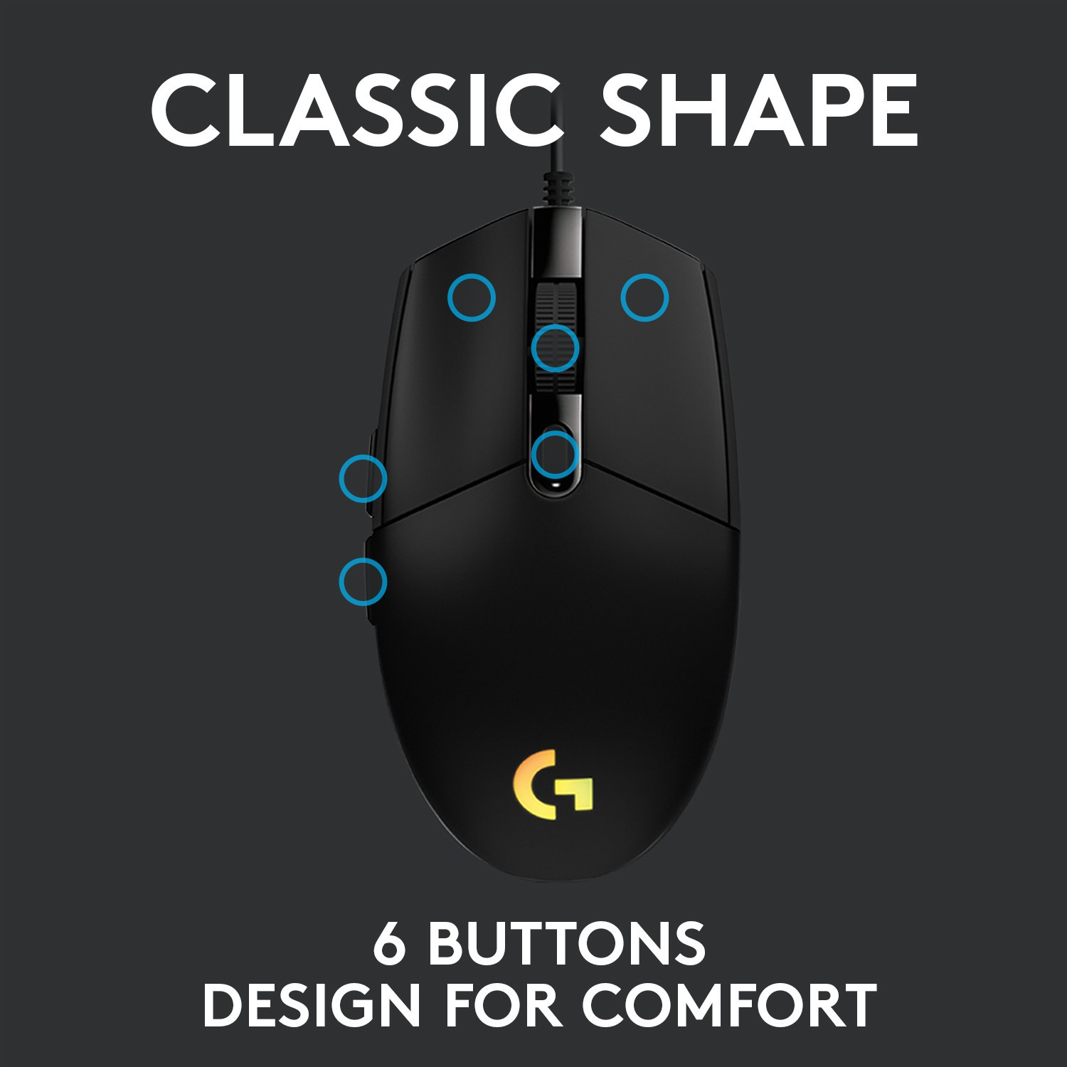 Logitech G102 Light Sync / Adj DPI Upto 8000, 6 Programmable Buttons, RGB Wired Ambidextrous Optical Gaming Mouse - Image 2