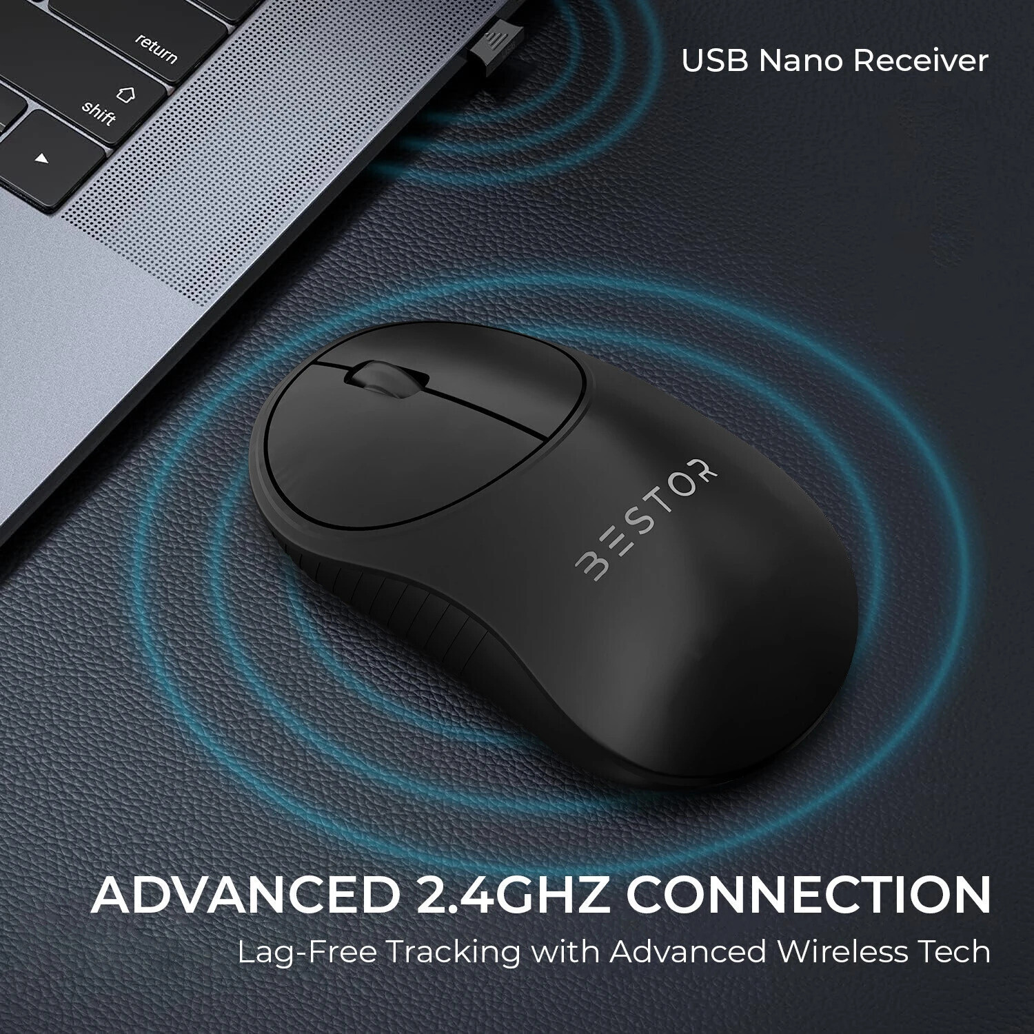 Bestor Glide 7 Wireless Mouse 2.4GHz with USB Nano Receiver 1000 DPI Optical Tracking Wireless Ergonomic Optical Gaming Mouse - Image 2