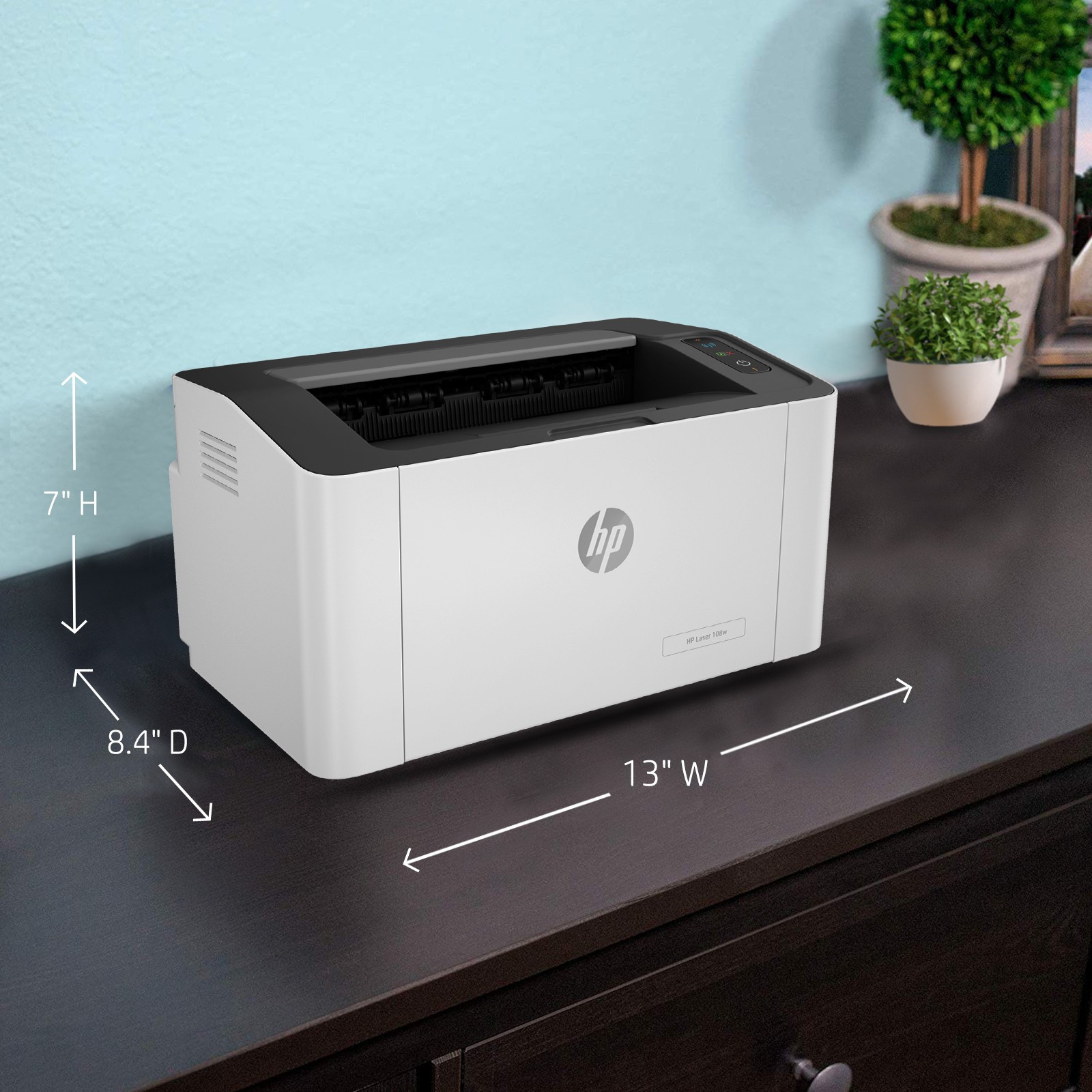 HP Laser 108 w Single Function WiFi Monochrome Laser Printer - Image 3