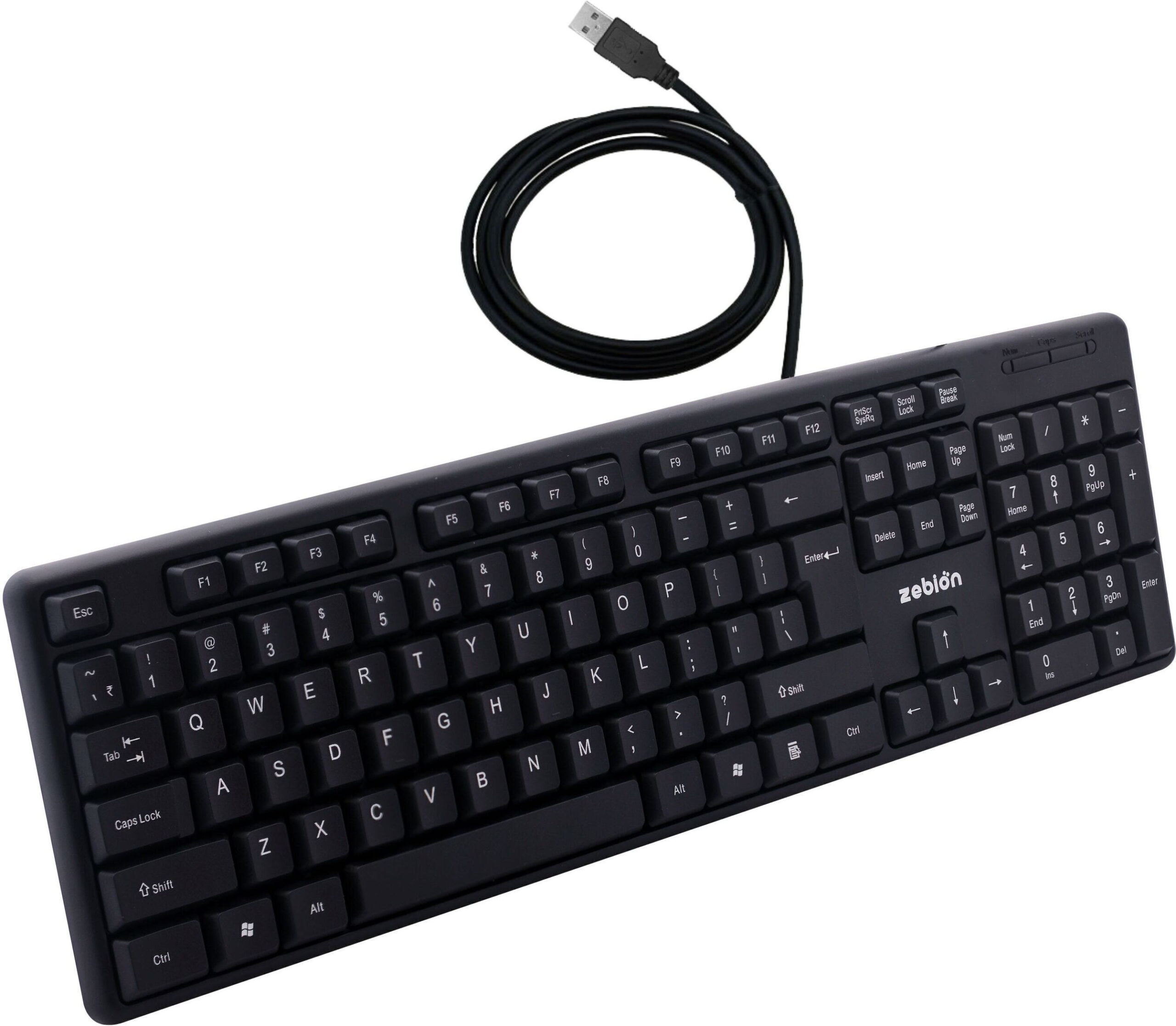 zebion K500 USB Keyboard Wired USB Standard Multi-device Keyboard Compatible with Desktop, Laptop, Mac Easy to Use,Plug and Play,Quick, Comfy Durable body (Black)