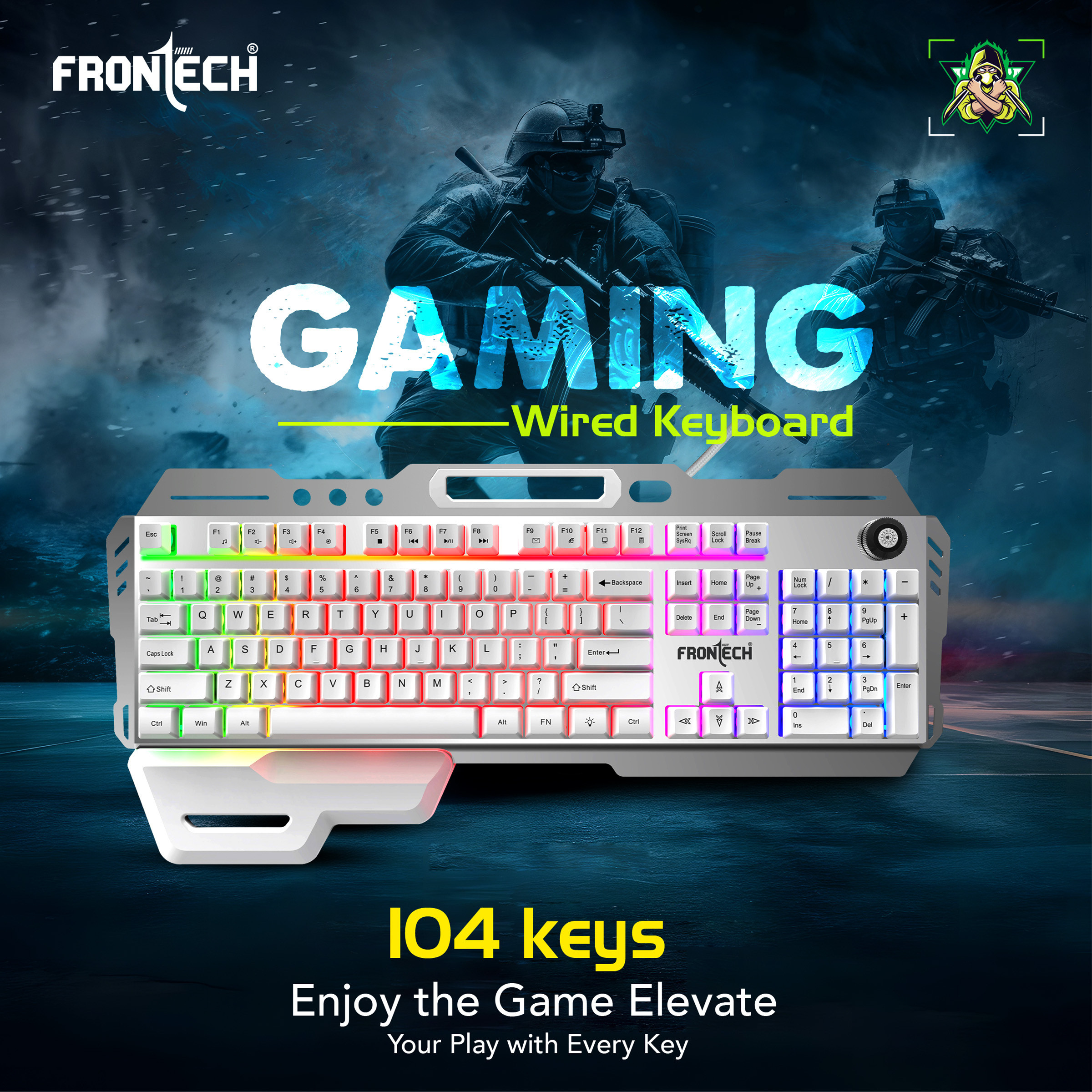 Frontech KB-0013P Wired USB Standard Gaming Keyboard Compatible with Desktop, Laptop - Image 3