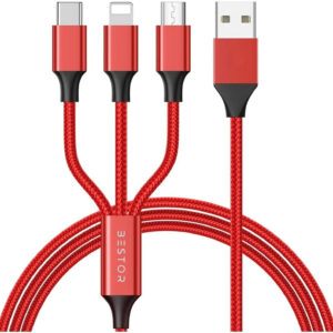 RPMSD Micro USB Cable 2 A 1.2 m 3in1 Multiple USB Data Cable Charging with USB, Type C, Lightning Fast Charging  (Compatible with All Android Devices, All Lightning Devices, White, One Cable)