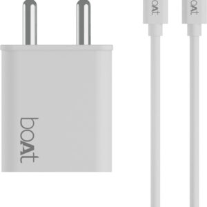 boAt 22.5 W Quick Charge 3 A Wall Charger for Mobile with Detachable Cable  (White, Cable Included)