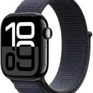 Apple Watch Series 10 GPS 42mm Jet Black Aluminium with Ink Sport Loop  (Ink Strap, Free Size)