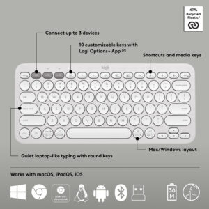 Logitech Pebble 2 Combo Bluetooth Standard Multi-device Keyboard Compatible with Desktop, Laptop, Mac multimedia_keys  (White)